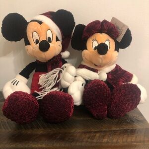 The Disney Store 1999 Mickey Holiday MM99 & Minnie Holiday MN99 14” Plushes RARE